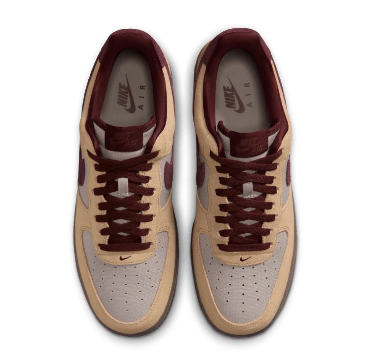 Nike Air Force 1 Low Sneakers – Tan & Burgundy