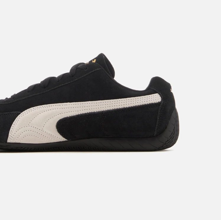 PUMA Slim Low-Top Sneakers – Black & Cream with Gold Accents