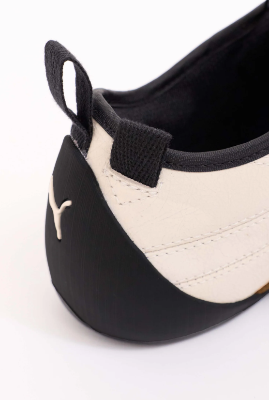 PUMA Slim Low-Top Sneakers – Cream & Textured Brown with Black Heel