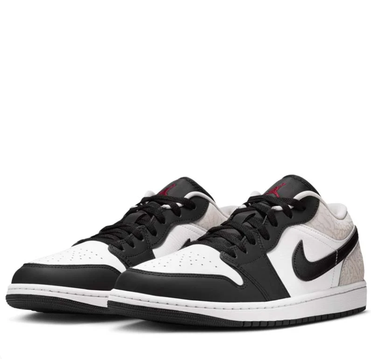 Air Jordan Low-Top Sneakers – Black, White & Cream Textured Heel