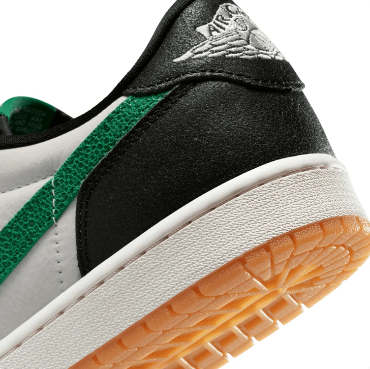 Air Jordan Low-Top Sneakers – Black, White & Green with Gum Sole