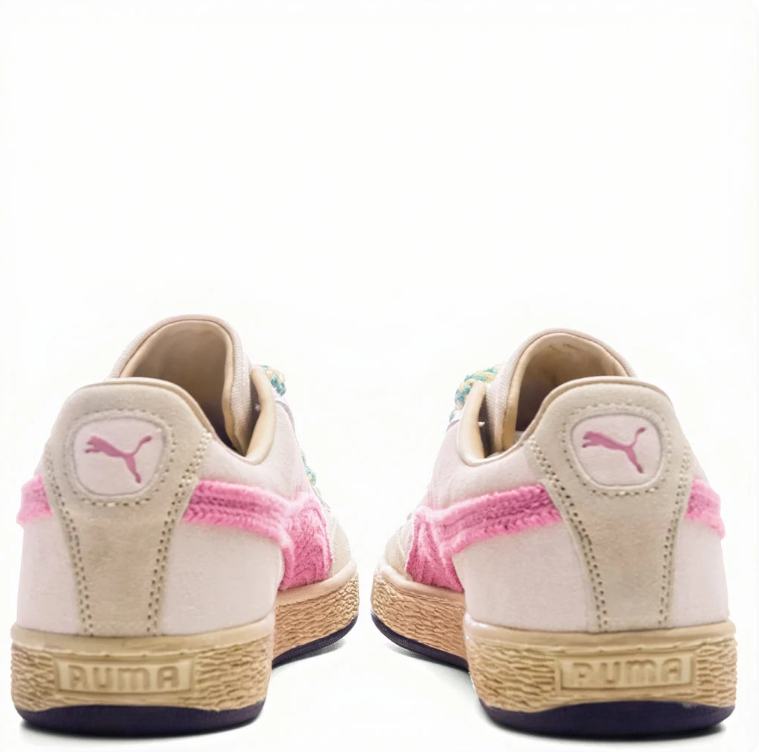 PUMA Low-Top Sneakers – Cream & Pink with Mint Patterned Laces