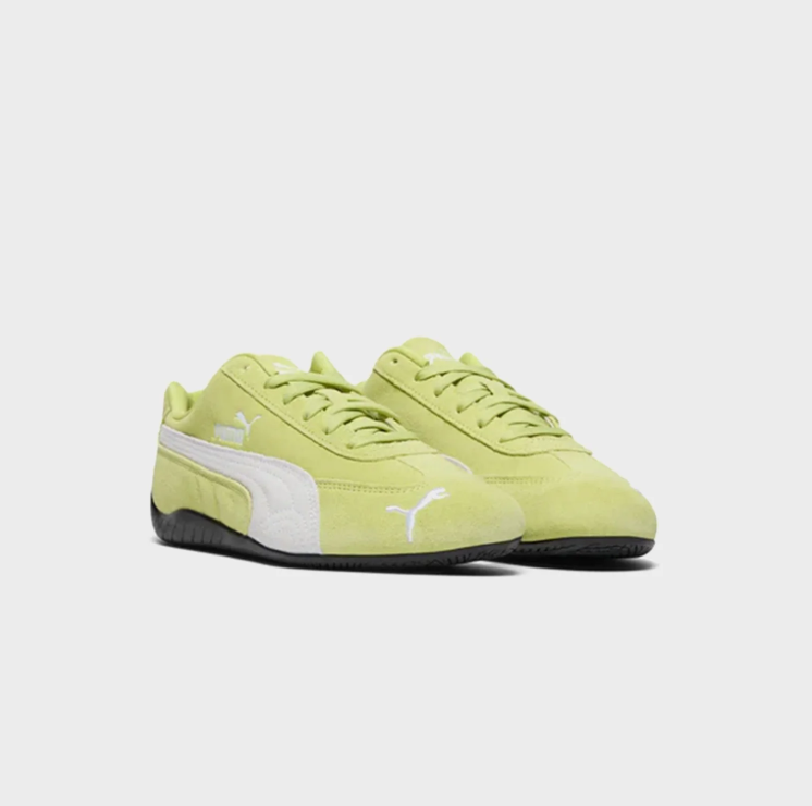 PUMA Slim Low-Top Sneakers – Lime Green & White with Black Sole