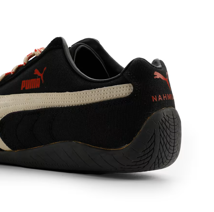 PUMA Slim Low-Top Sneakers – Black & Cream with Red Accents