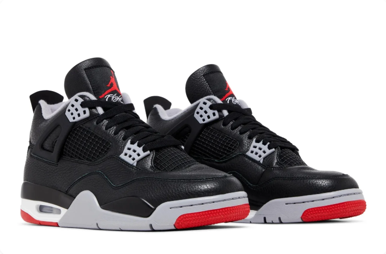 Air Jordan 4 Sneakers – Black, Gray & Red