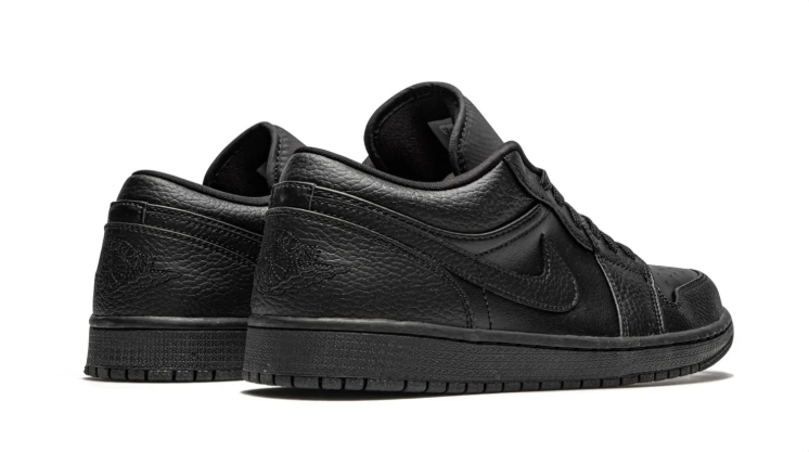 Air Jordan 1 Low Sneakers – All Black with Textured Overlays