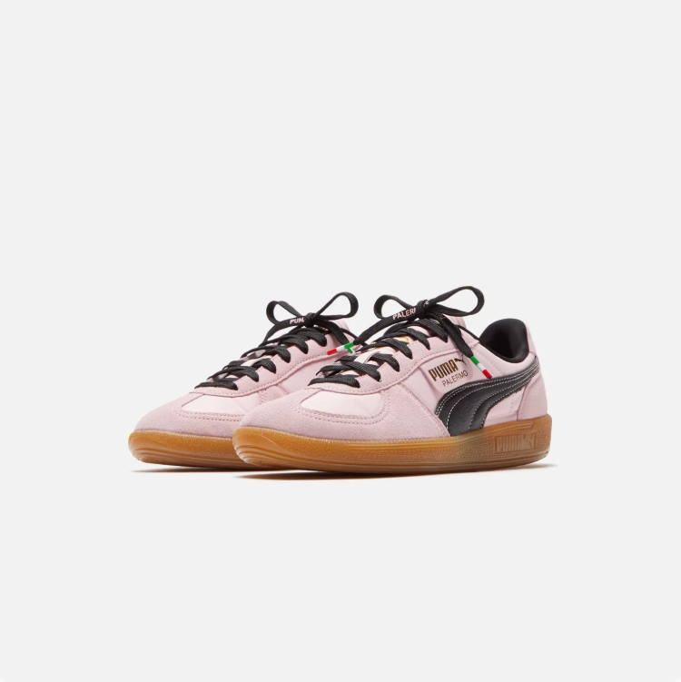 PUMA Palermo Light Pink & Black Sneakers with Gum-Colored Sole
