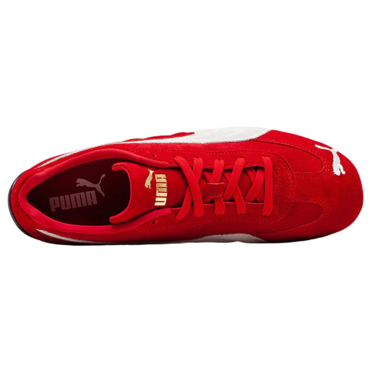 PUMA Slim Low-Top Sneakers – Red & White with Black Sole