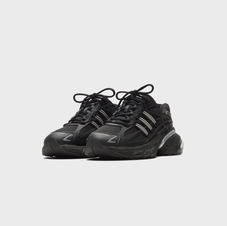 adidas Chunky Mesh Sneakers – Black & Silver with Sculpted Sole