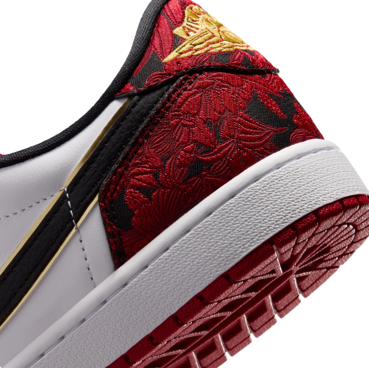Air Jordan Low-Top Sneakers – Red Graphic Print, White & Black