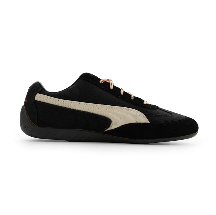 PUMA Slim Low-Top Sneakers – Black & Cream with Red Accents