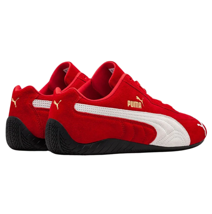 PUMA Slim Low-Top Sneakers – Red & White with Black Sole