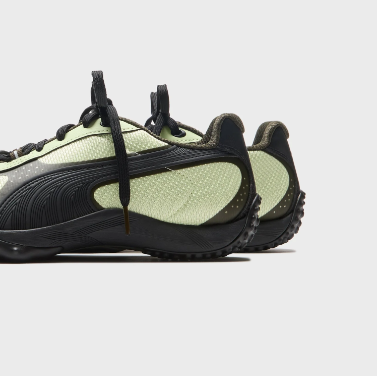 PUMA Mesh Low-Top Sneakers – Pale Lime & Black with Sculpted Sole