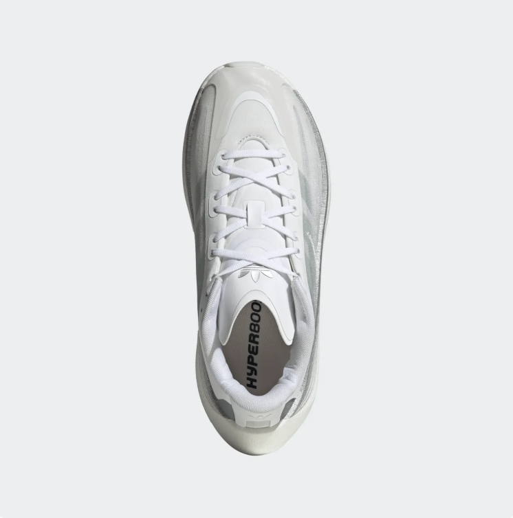 adidas Hyperboost Sneakers – White & Gray with Sculpted Sole