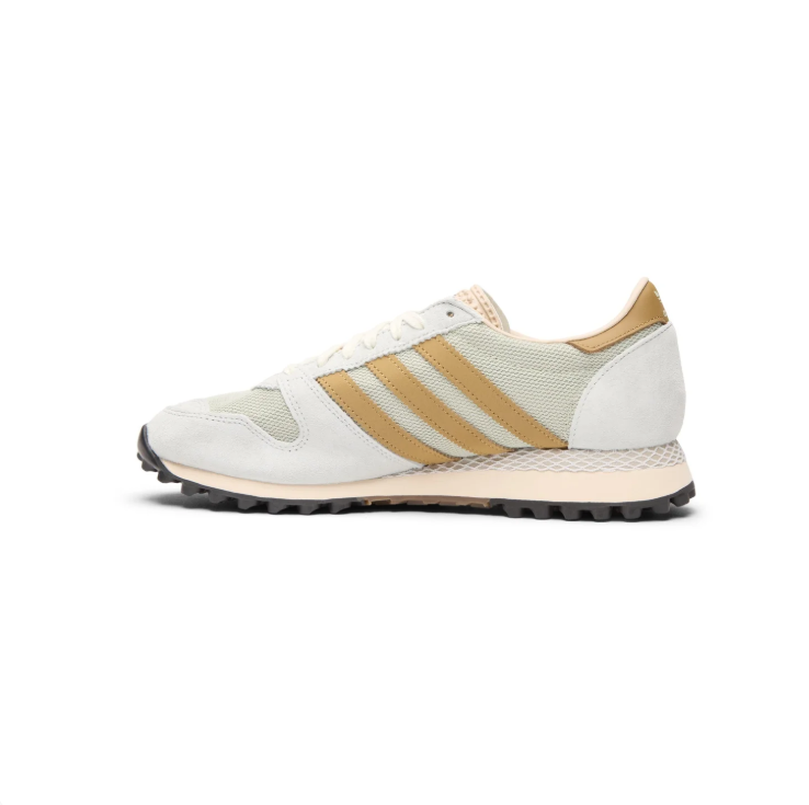 adidas Retro Mesh Sneakers – Cream & Light Gray with Ochre Stripes