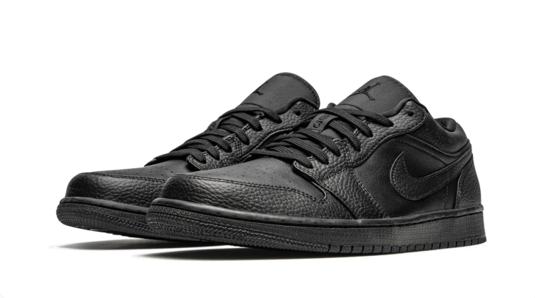 Air Jordan 1 Low Sneakers – All Black with Textured Overlays