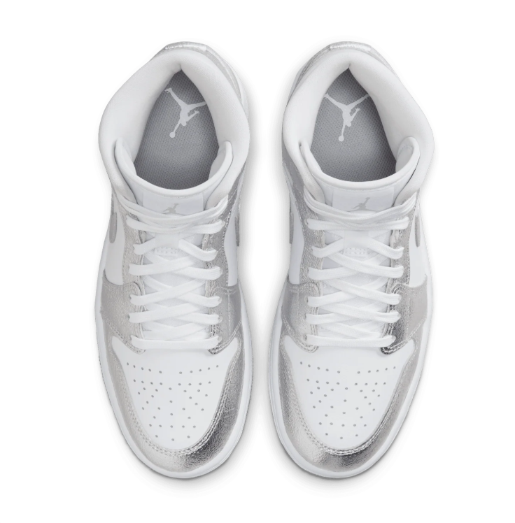 Air Jordan High-Top Sneakers – White & Metallic Silver