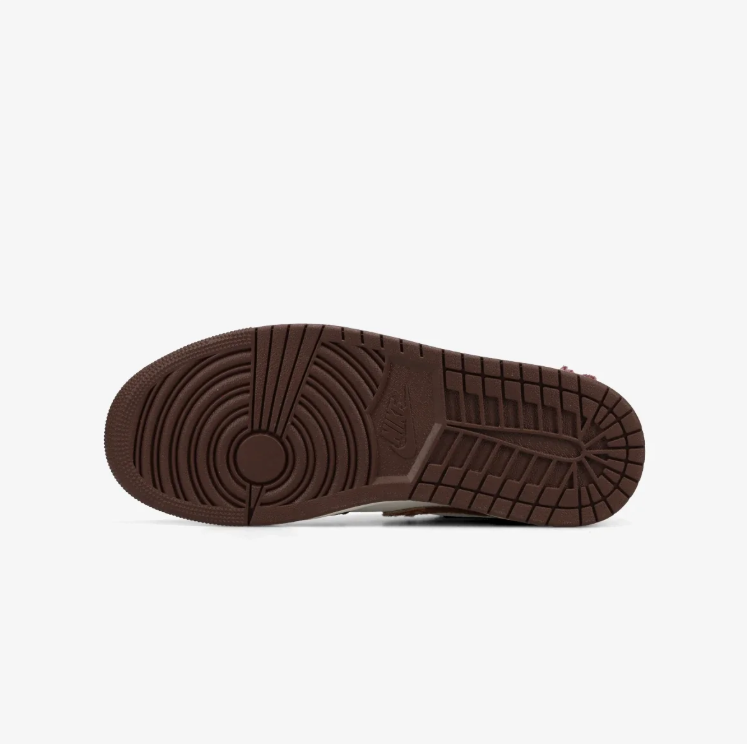 Air Jordan 1 Low Sneakers – Brown & Cream with Camouflage Accents and Red Laces