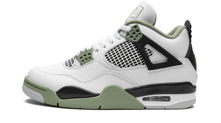 Air Jordan 4 Sneakers – White, Sage Green & Black