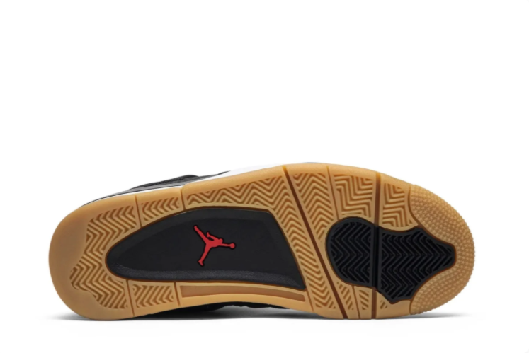Air Jordan 4 Sneakers – Black with Tonal Pattern & Gum Sole