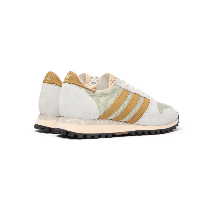 adidas Retro Mesh Sneakers – Cream & Light Gray with Ochre Stripes