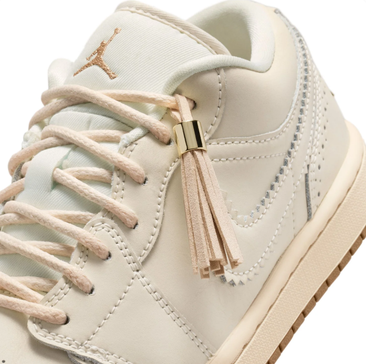 Air Jordan Low-Top Sneakers – Cream with Brogue Detailing & Gum Sole