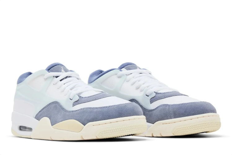 Jordan Low-Top Sneakers – White & Blue Gray with Cream Sole