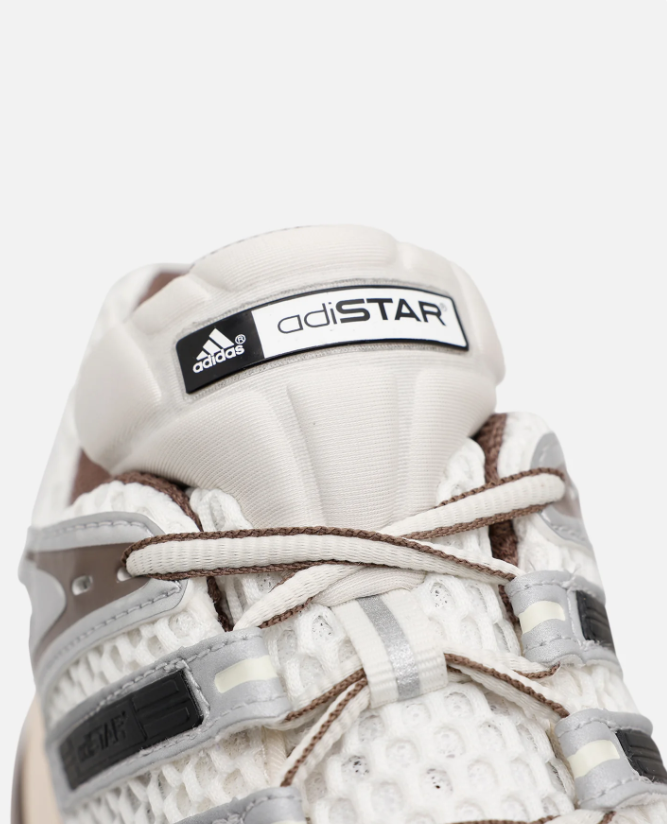 adidas Mesh Sneakers – White & Silver with Brown Accents