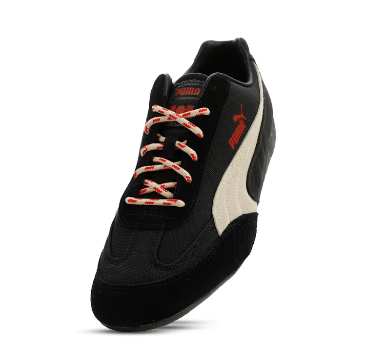 PUMA Slim Low-Top Sneakers – Black & Cream with Red Accents
