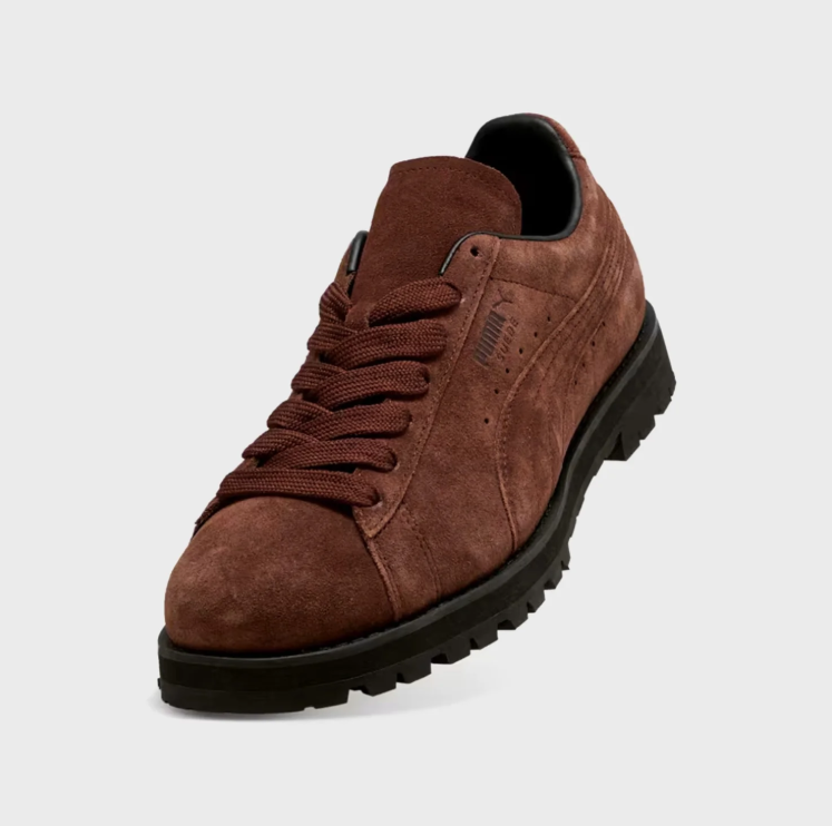 PUMA Rust Brown Lace-Up Sneakers with Chunky Black Sole