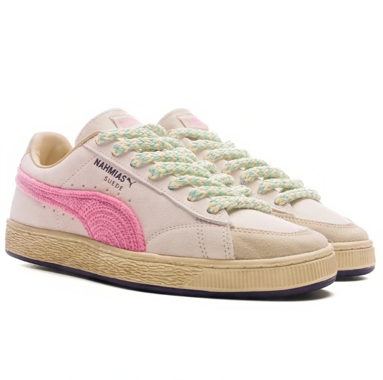 PUMA Low-Top Sneakers – Cream & Pink with Mint Patterned Laces