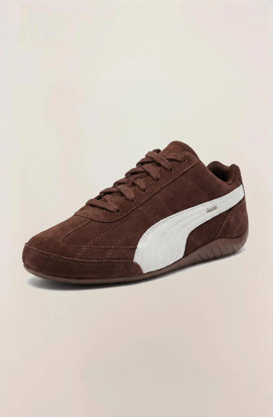 PUMA Slim Low-Top Sneakers – Dark Brown & White