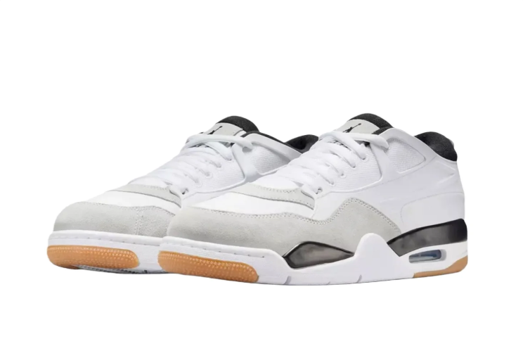 Jordan Low-Top Sneakers – White & Light Gray with Black Accents & Gum Sole