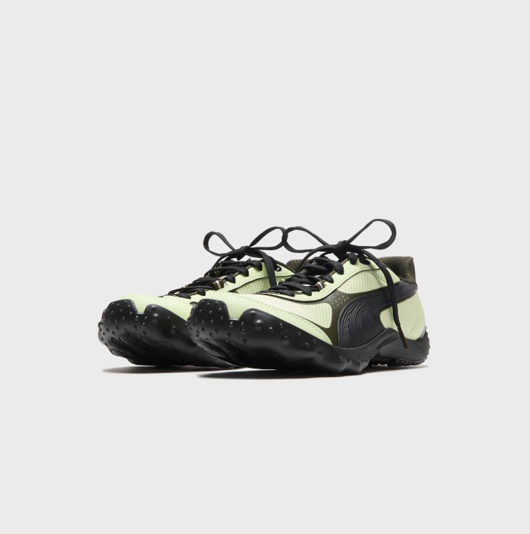 PUMA Mesh Low-Top Sneakers – Pale Lime & Black with Sculpted Sole