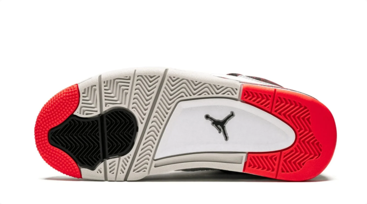 Air Jordan 4 Sneakers – White & Black with Red Crackle Accents