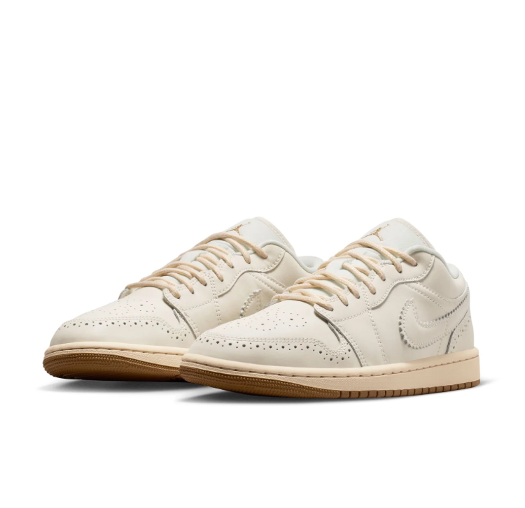 Air Jordan Low-Top Sneakers – Cream with Brogue Detailing & Gum Sole