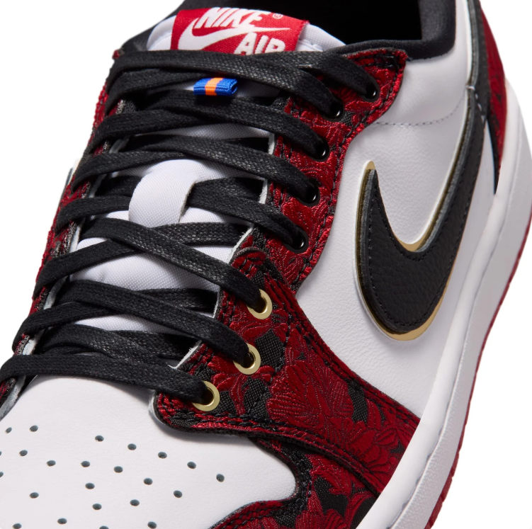 Air Jordan Low-Top Sneakers – Red Graphic Print, White & Black