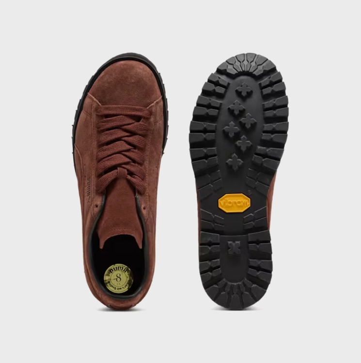 PUMA Rust Brown Lace-Up Sneakers with Chunky Black Sole