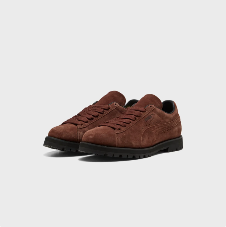 PUMA Rust Brown Lace-Up Sneakers with Chunky Black Sole