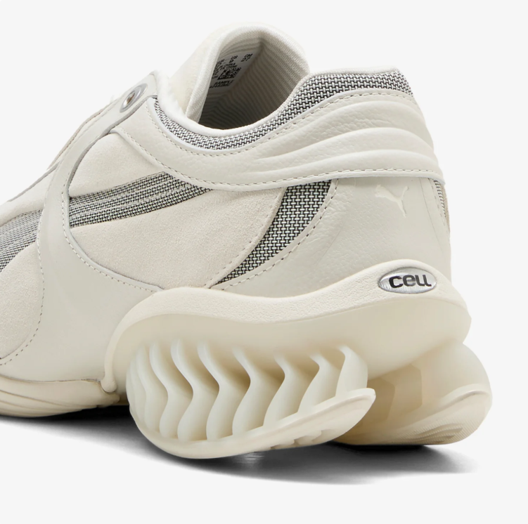 PUMA Mesh Sneakers – Cream & Gray with Sculpted Heel