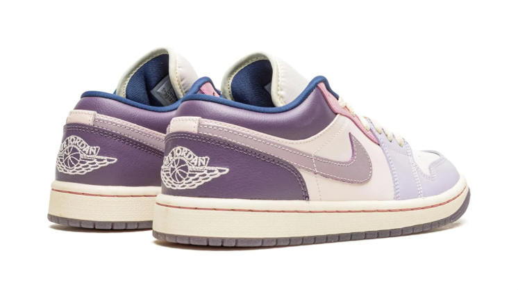 Air Jordan 1 Low Sneakers – Cream & Lavender with Pink and Blue Accents