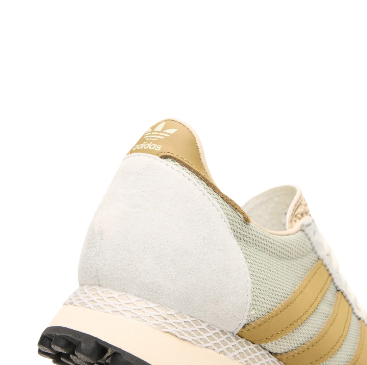 adidas Retro Mesh Sneakers – Cream & Light Gray with Ochre Stripes
