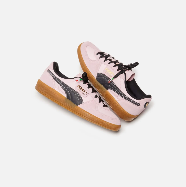 PUMA Palermo Light Pink & Black Sneakers with Gum-Colored Sole