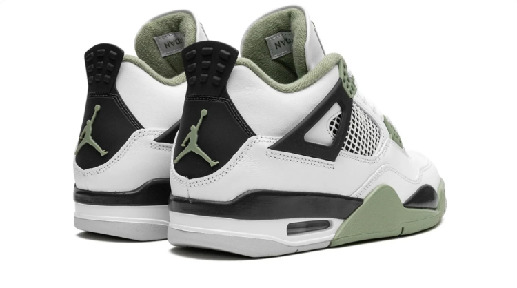Air Jordan 4 Sneakers – White, Sage Green & Black