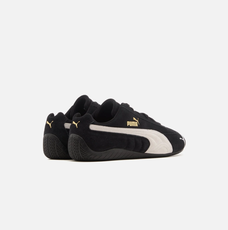 PUMA Slim Low-Top Sneakers – Black & Cream with Gold Accents