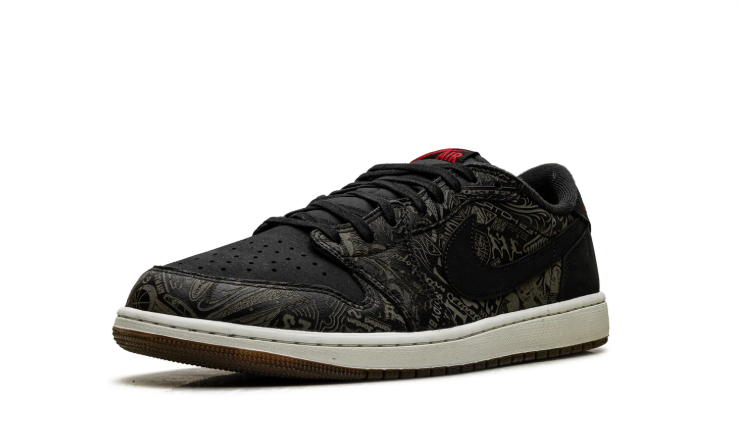 Air Jordan Low-Top Sneakers – Black & Dark Olive Graphic Print