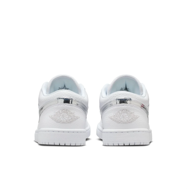Air Jordan 1 Low Sneakers – White with Metallic-Look Silver Accents
