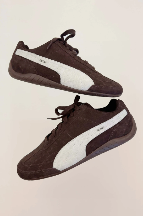 PUMA Slim Low-Top Sneakers – Dark Brown & White