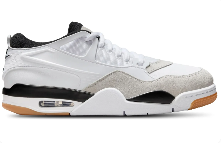 Jordan Low-Top Sneakers – White & Light Gray with Black Accents & Gum Sole