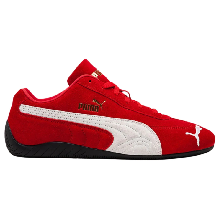 PUMA Slim Low-Top Sneakers – Red & White with Black Sole